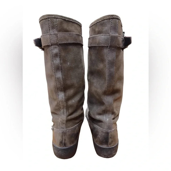 Coach Tanesha Silver/Grey Metallic Winter Shearling Suede Boots Size 9B - Picture 3 of 10